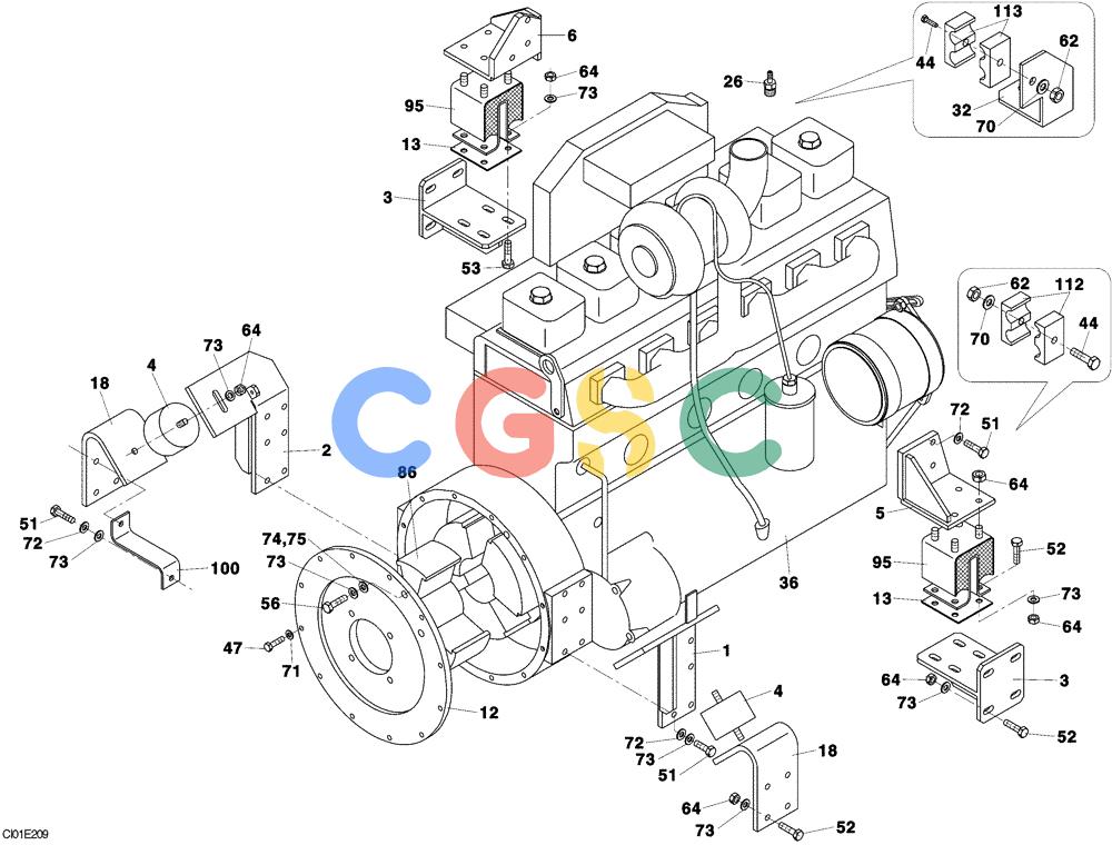 纽荷兰零件查询(CV700) - VIBRATORY ROLLER (9/01-) (02-001-00[01]) - ENGINE - ENGINE MOUNTING New Holland Constructuion