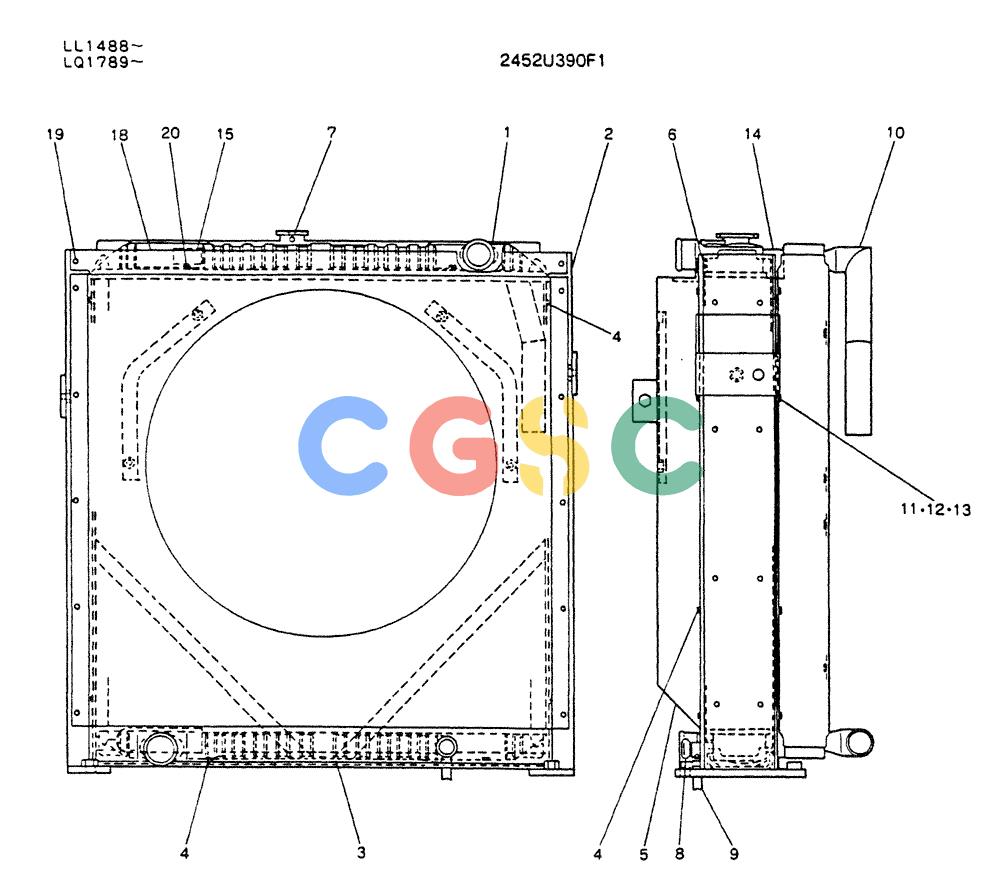 神钢零件查询(K909LC) - MARK II EXCAVATOR ASN LL1488 (1/87-12/03) (05-005) - RADIATOR ASSY Kobelco