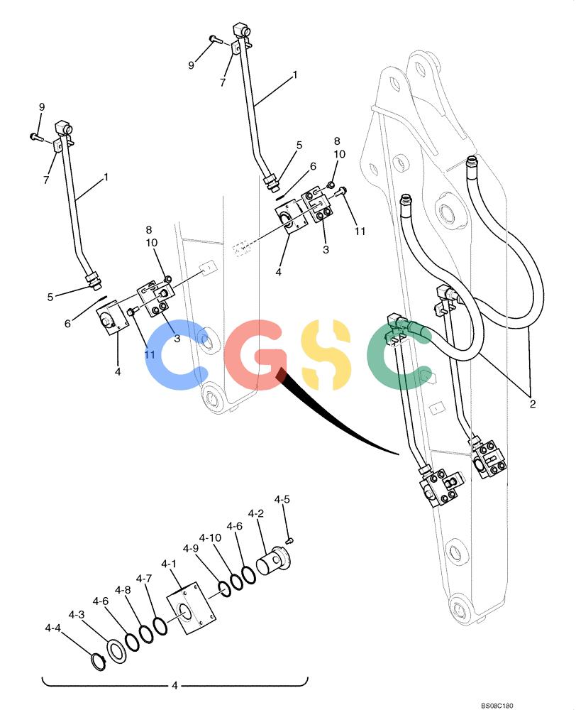 纽荷兰零件查询(E70BSR) - COMPACT CRAWLER EXCAVATOR BTW YT05-15001 - 18000 (NA) (4/08-) (06-06-00[00]) - HYDRAULIC LINES, ARM (NIBBLER & BREAKER) - 1.71M (5FT 7IN) (YT43H00063F1) New Holland Constructuion