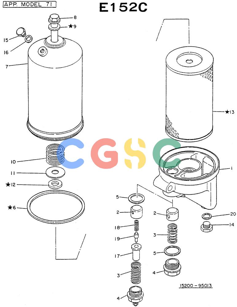 神钢零件查询(NE6(T)04) - NISSAN DIESEL ENGINE (1/86-12/98) (05-003) - FILTER OIL (INNER PARTS) "FULL FLOW" Kobelco