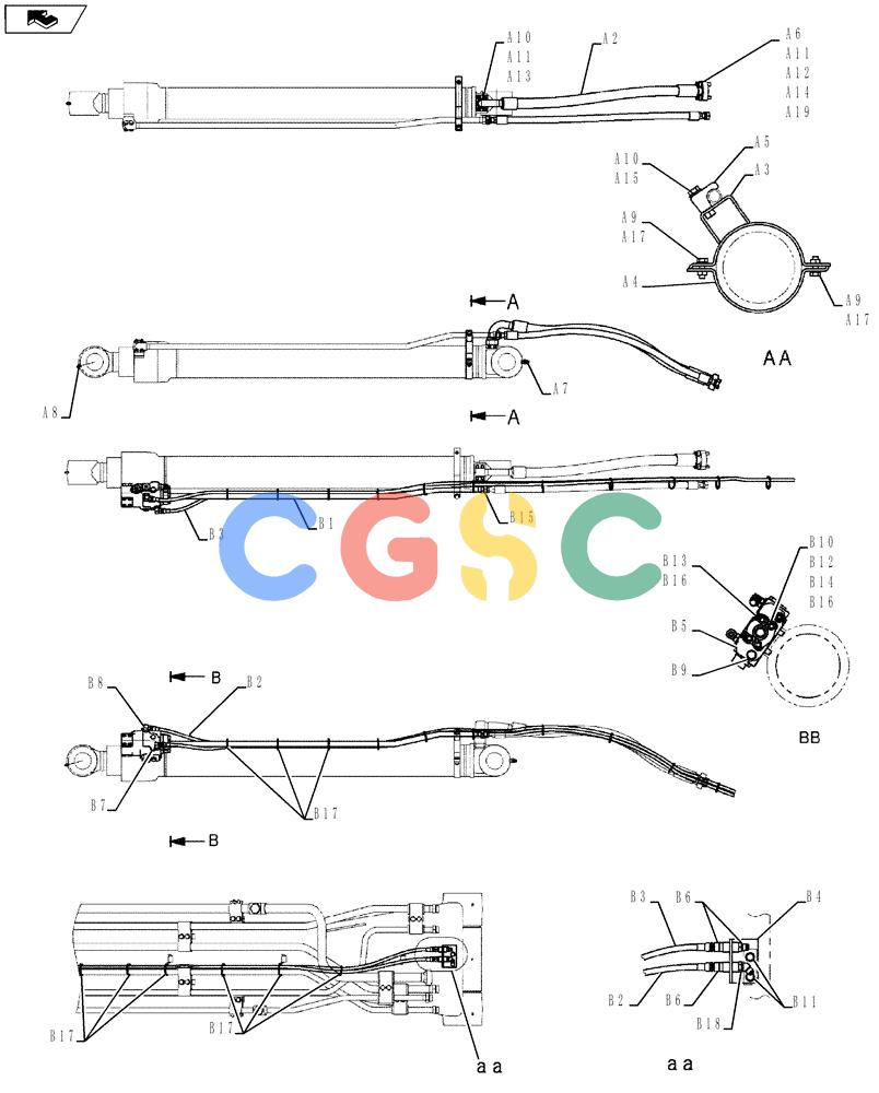纽荷兰零件查询(E215B) - CRAWLER EXCAVATOR - TIER 3 (ROPS CAB) ASN NBDA21800 (6/13-) (03-013[00]) - ARM CYLINDER HYDRAULIC LINES STD (SAFETY) New Holland Constructuion