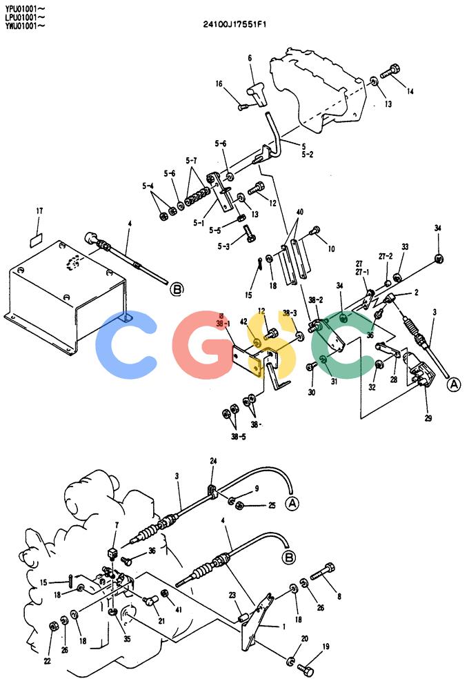 神钢零件查询(SK130LC) - EXCAVATOR BTW YPU1001 - YPU2000 (1/98-12/98) (05-008) - THROTTLE CONTROL ASSY (24100J17551F1) Kobelco