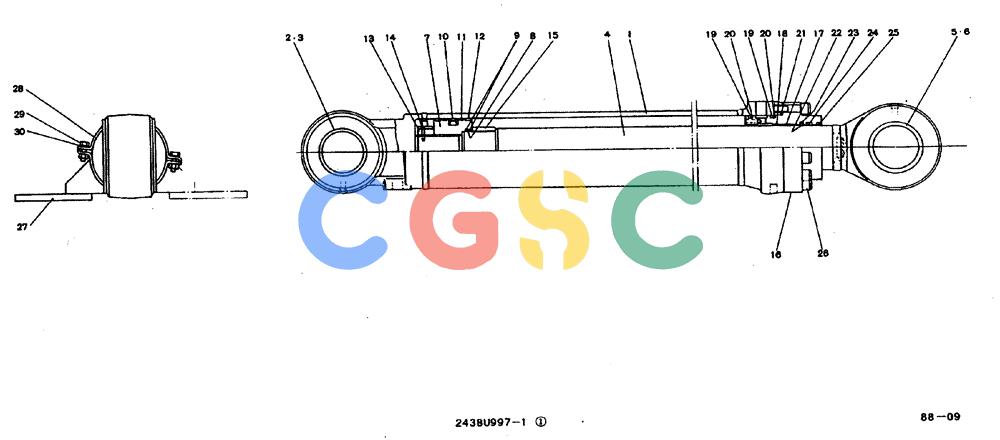 神钢零件查询(MD200BLC) - EXCAVATOR BTW YQ0101 - YQ0564 (1/80-12/06) (11-023) - CYLINDER ASSY (BOOM)- 2438U997 F1 Kobelco