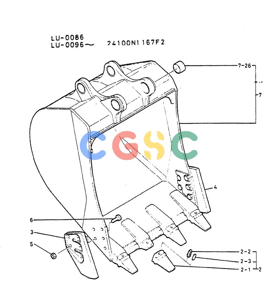 神钢零件查询(K935) - EXCAVATOR SUPPLEMENT ASN LU00154 (1/76-12/03) (08-006) - BUCKET ASSY, 2.3M³ Kobelco