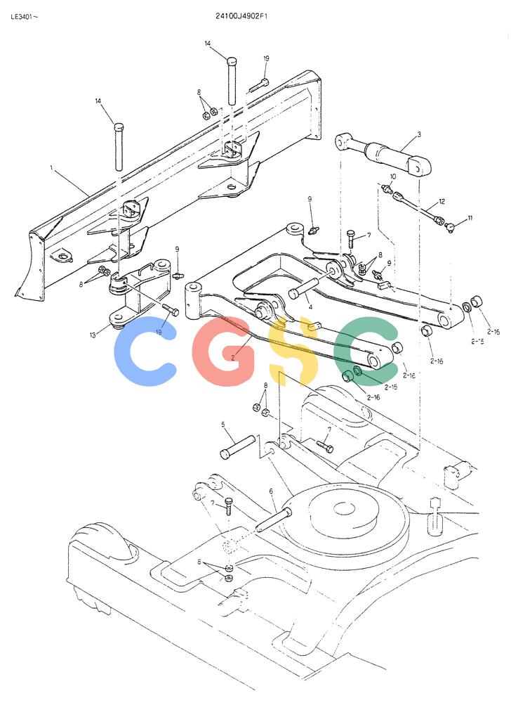 神钢零件查询(K903B) - EXCAVATOR ASN LE3401 (1/85-12/03) (05-012) - BLADE ASSY P/N 24100J4902F1 Kobelco