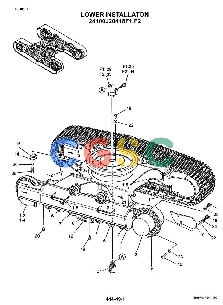 神钢零件查询(ED180) - BLADE RUNNER EXCAVATOR/DOZER ASN YLU0001 (1/99-12/01) (07-001) - LOWER INSTALLATION Kobelco