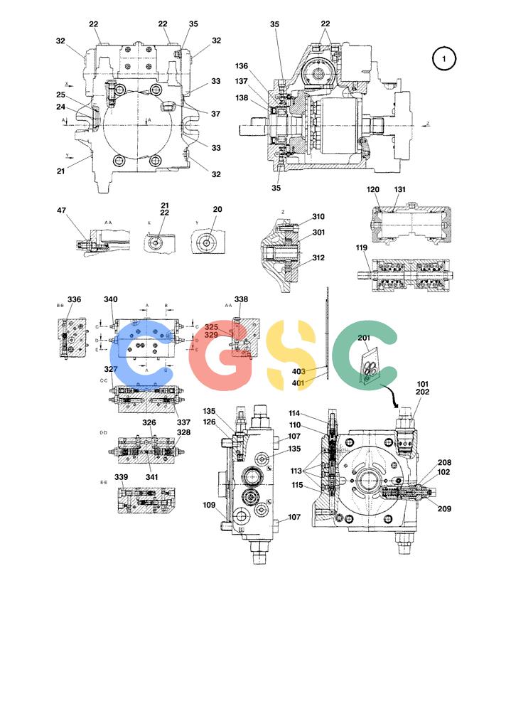 纽荷兰零件查询(EC450) - CRAWLER EXCAVATOR (SN: 750001-UP) (11/99-) (22.030[001]) - SWING PUMP (S/N 750001-750018) New Holland Constructuion