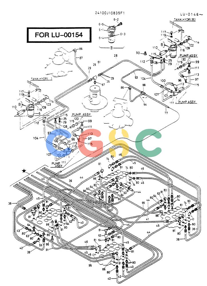 神钢零件查询(K935) - EXCAVATOR SUPPLEMENT ASN LU00154 (1/76-12/03) (03-011[02]) - REMOTE-CONTROL ASSY (FOR NORWAY), P/N 24100J10835F1 Kobelco