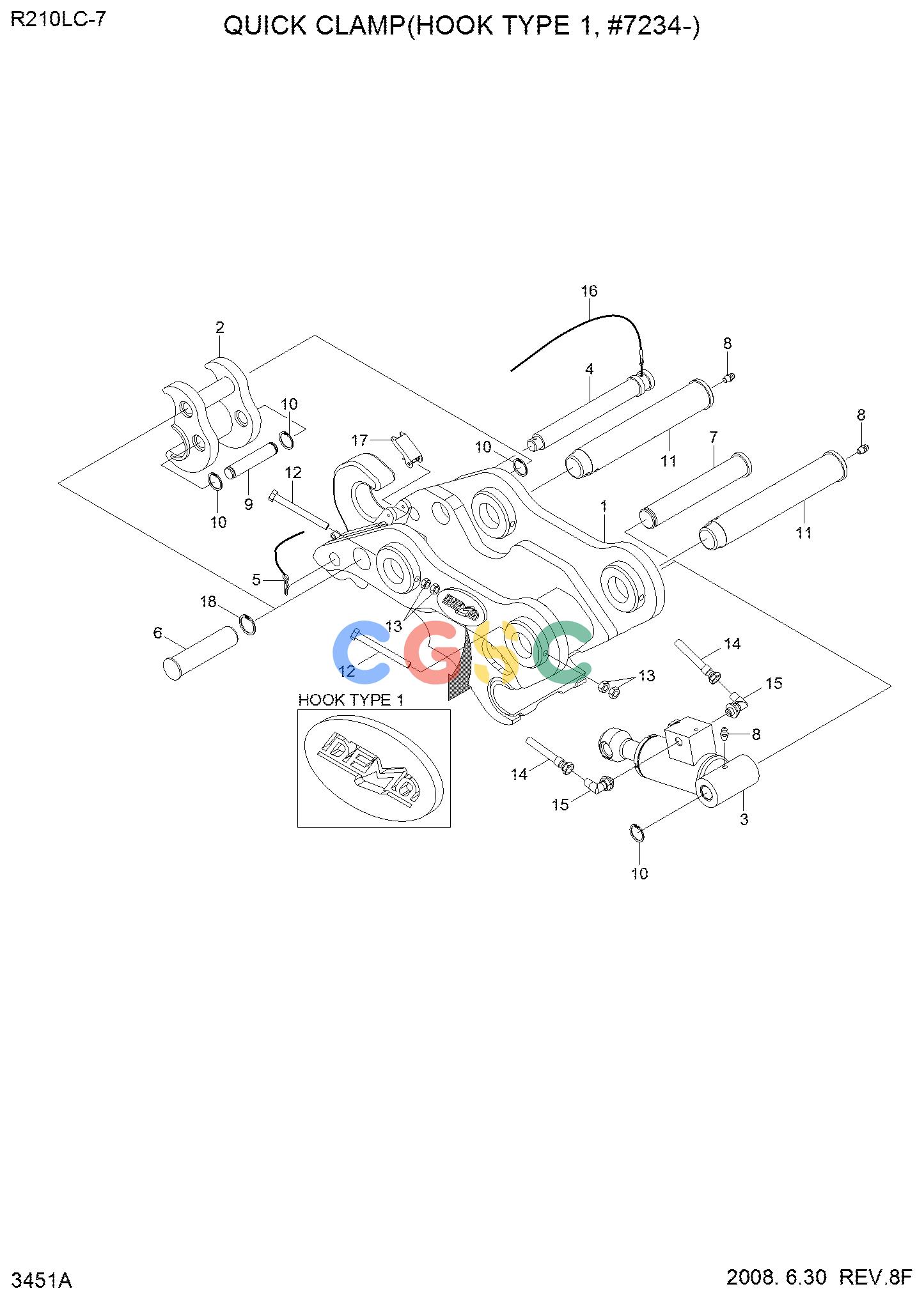 现代零件查询R210LC-7A QUICK CLAMP(HOOK TYPE 1, #0298-)EPC Hyundai 