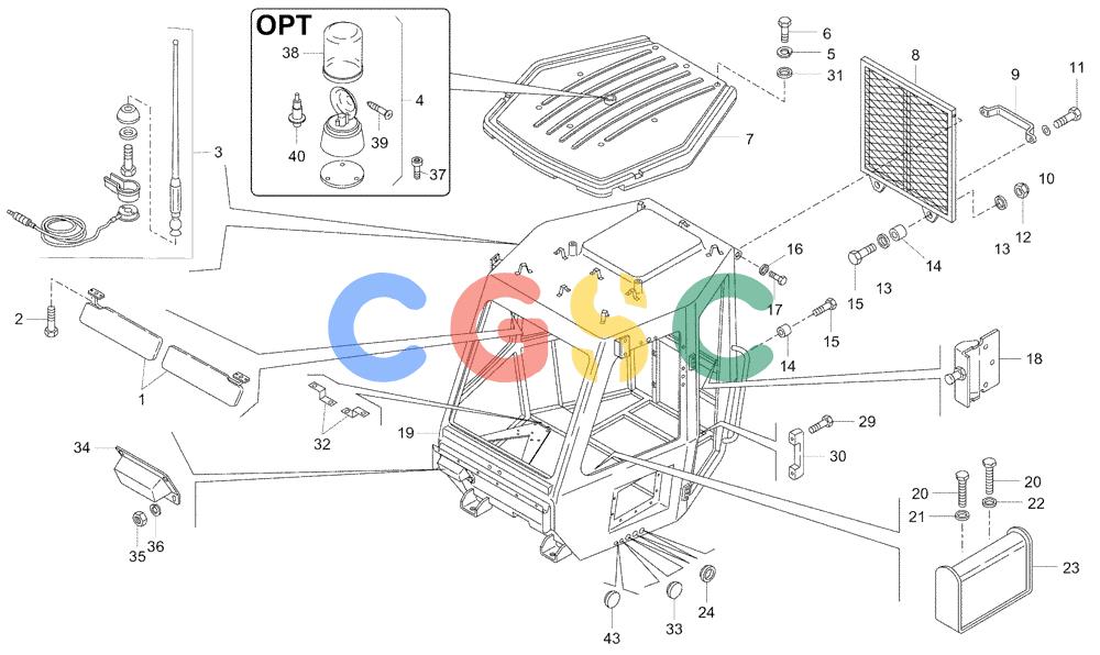 纽荷兰零件查询(AD300) - ARTICULATED DUMP TRUCK (1/01-) (5.652A[04A]) - ROPS CAB - COMPONENTS New Holland Constructuion