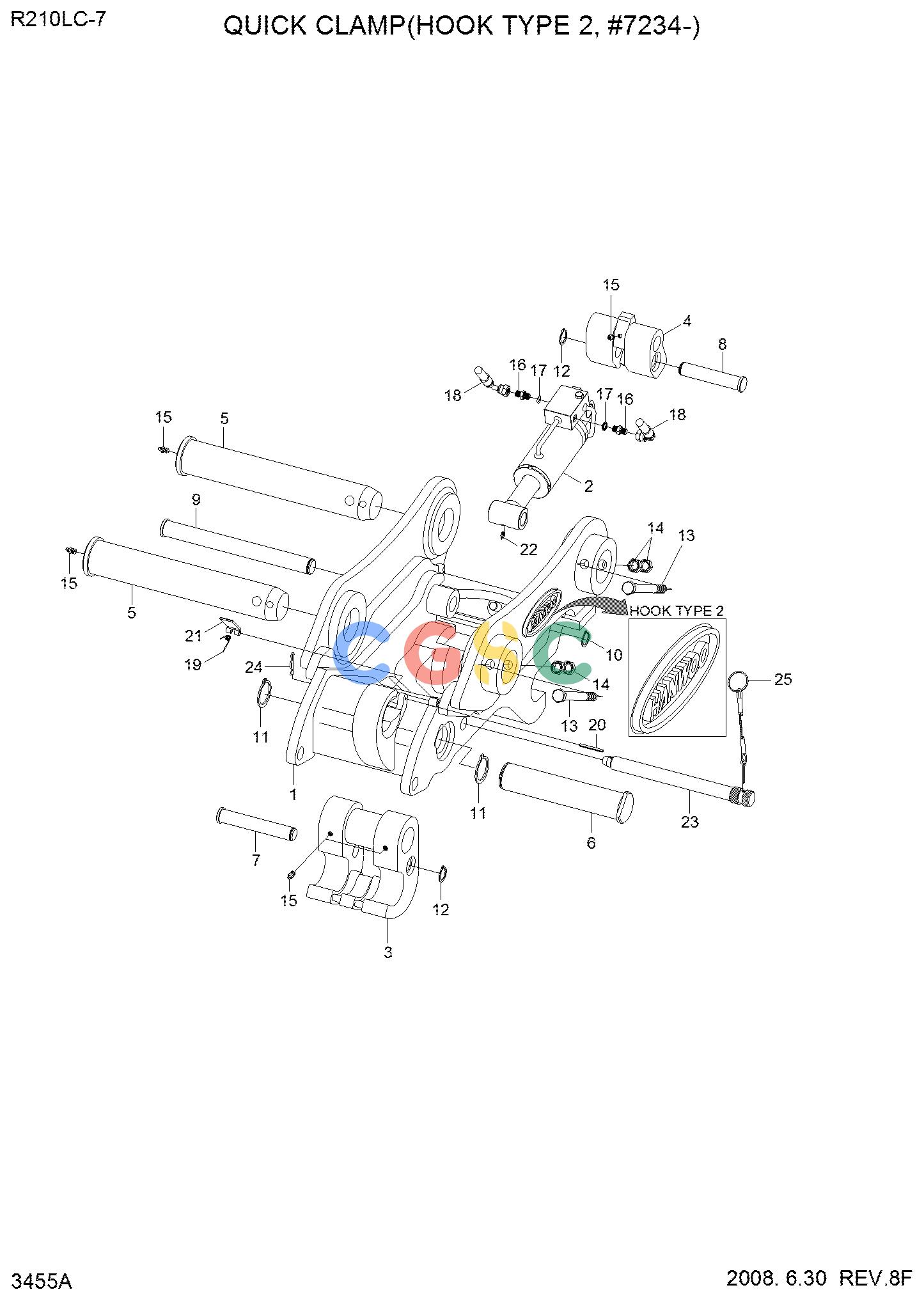 现代零件查询R210LC-7A QUICK CLAMP(HOOK TYPE 2, #0298-)EPC Hyundai 