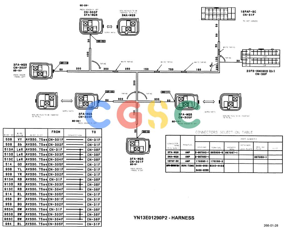 神钢零件查询(ED190LC-6E) - BLADE RUNNER EXCAVATOR/DOZER BTW YL03U0136 - YL03U0292 (1/05-12/06) (01-080[03]) - HARNESS ASSEMBLY (FLOOR PLATE) Kobelco