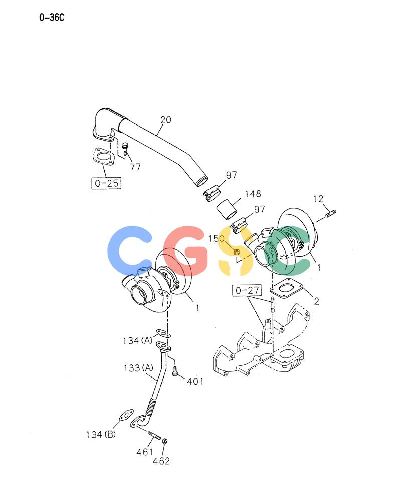 神钢零件查询(ED150-1E) - BLADE RUNNER EXCAVATOR/DOZER ASN YL05-00555 (11/03-12/04) (10-017) - TURBOCHARGER SYSTEM Kobelco
