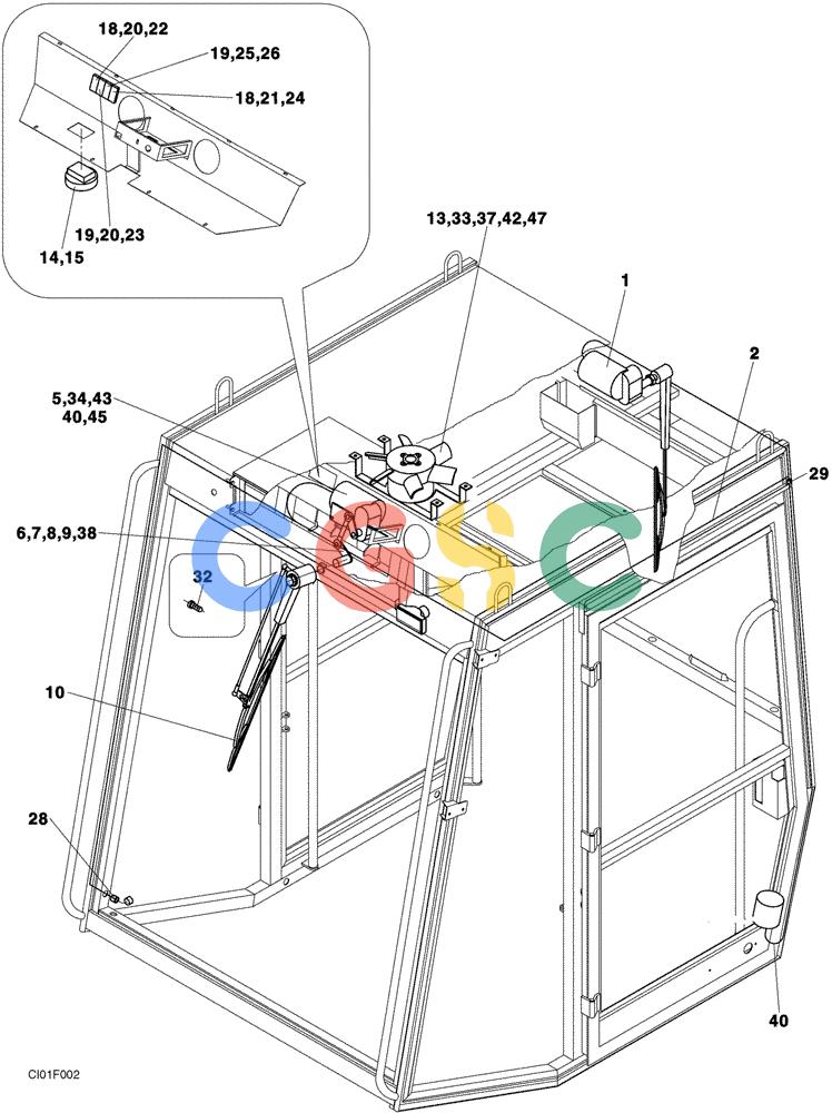 纽荷兰零件查询(CV700) - VIBRATORY ROLLER (9/01-) (04-001-01[01]) - ELECTRICAL CIRCUIT - CAB New Holland Constructuion
