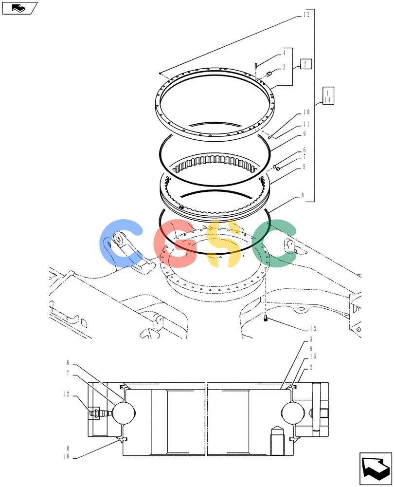 纽荷兰零件查询(E135BSRLC) - CRAWLER EXCAVATOR ASN YH06-08001 (02-003[00]) - SLEWING RING ASSEMBLY New Holland Constructuion
