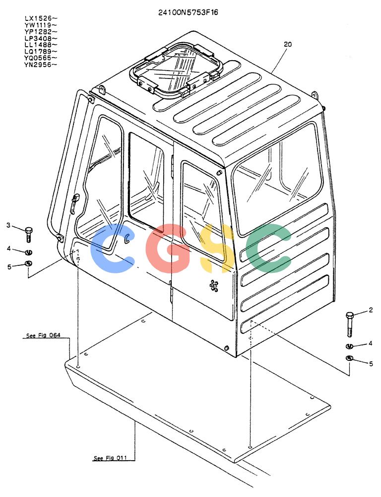 神钢零件查询(K907LC) - MARK II EXCAVATOR ASN YQ0565 (GLOBAL) (1/87-12/03) (02-002) - INSTAL, CAB (24100N5753F16) Kobelco