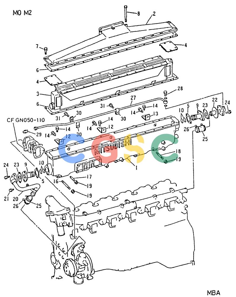 神钢零件查询(6D22-TC) - MITSUBISHI DIESEL ENGINE - K912, K912LC, & K916 (1/83-12/06) (02-019) - INTER COOLER GENERAL Kobelco