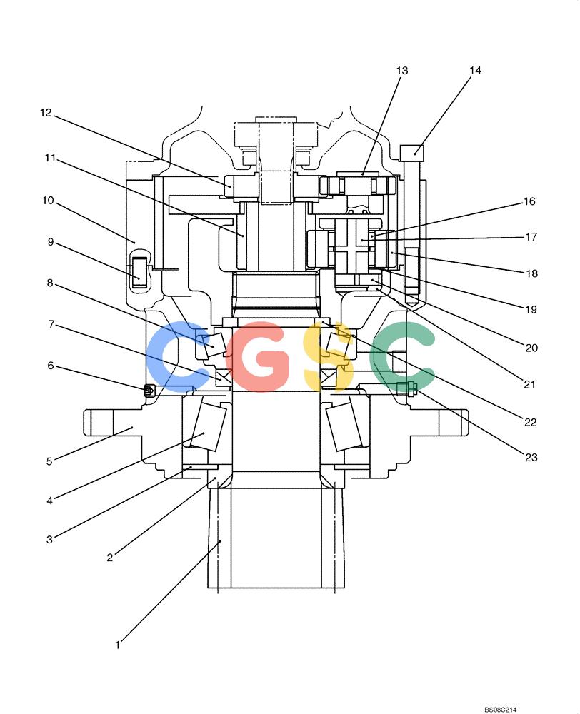 纽荷兰零件查询(E70BSR) - COMPACT CRAWLER EXCAVATOR BTW YT05-15001 - 18000 (NA) (4/08-) (08-04-00[00]) - REDUCTION ASSEMBLY, SWING (YT32W00006F1) New Holland Constructuion