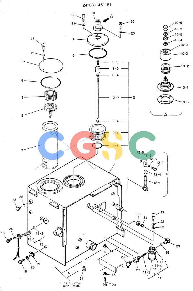 神钢零件查询(MD200C) - EXCAVATOR BTW YQU0701 - YQU2000 (1/80-12/06) (01-004) - TANK ASSY. HYDR Kobelco