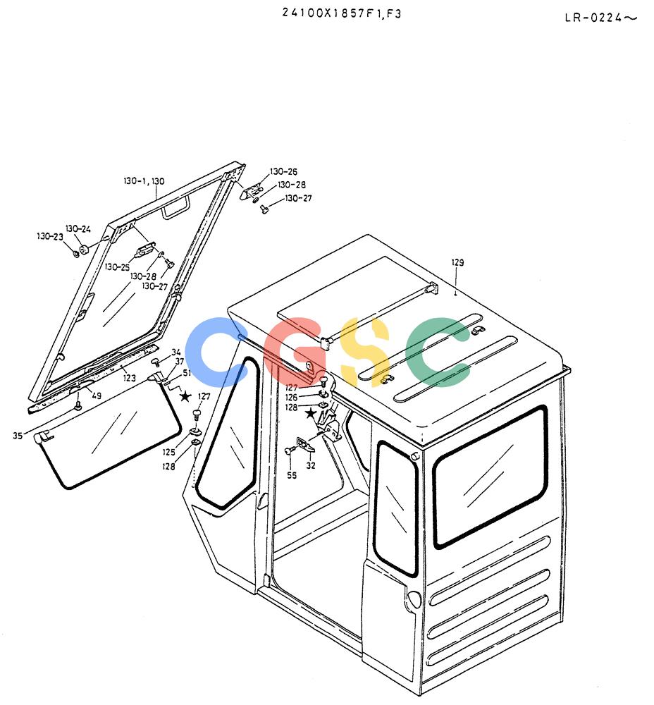神钢零件查询(K914) - EXCAVATOR ASN LR-0143 (1/79-12/03) (02-005[02]) - CAB ASSY P/N 24100X1857F1, F3 Kobelco