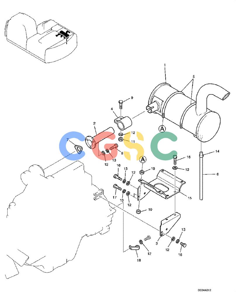 纽荷兰零件查询(EH215) - CRAWLER EXCAVATOR (9/03-) (02 -05[00]) - MUFFLER ASSY New Holland Constructuion