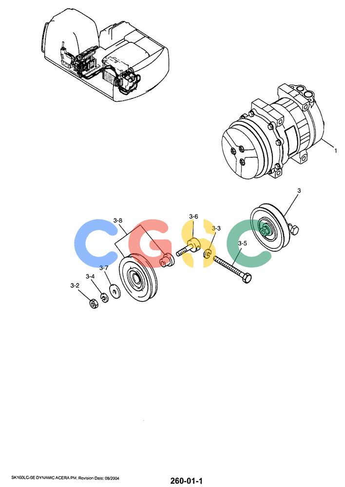 神钢零件查询(SK160LC-6E) - DYNAMIC ACERA EXCAVATOR 08/2004 ASN YM03U0523 (8/04-12/07) (01-061) - COMPRESSOR ASSY Kobelco