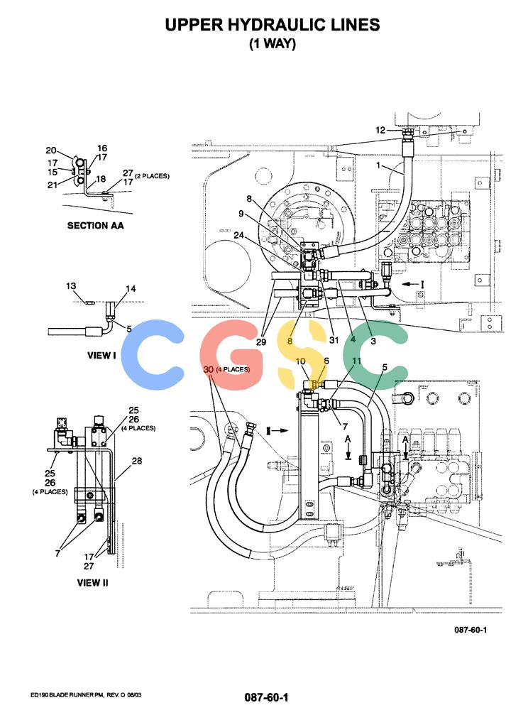 神钢零件查询(ED190LC-6E) - BLADE RUNNER EXCAVATOR/DOZER BTW YL03U0136 - YL03U0292 (1/05-12/06) (01-022) - UPPER HYDRAULIC LINES (1 WAY) Kobelco