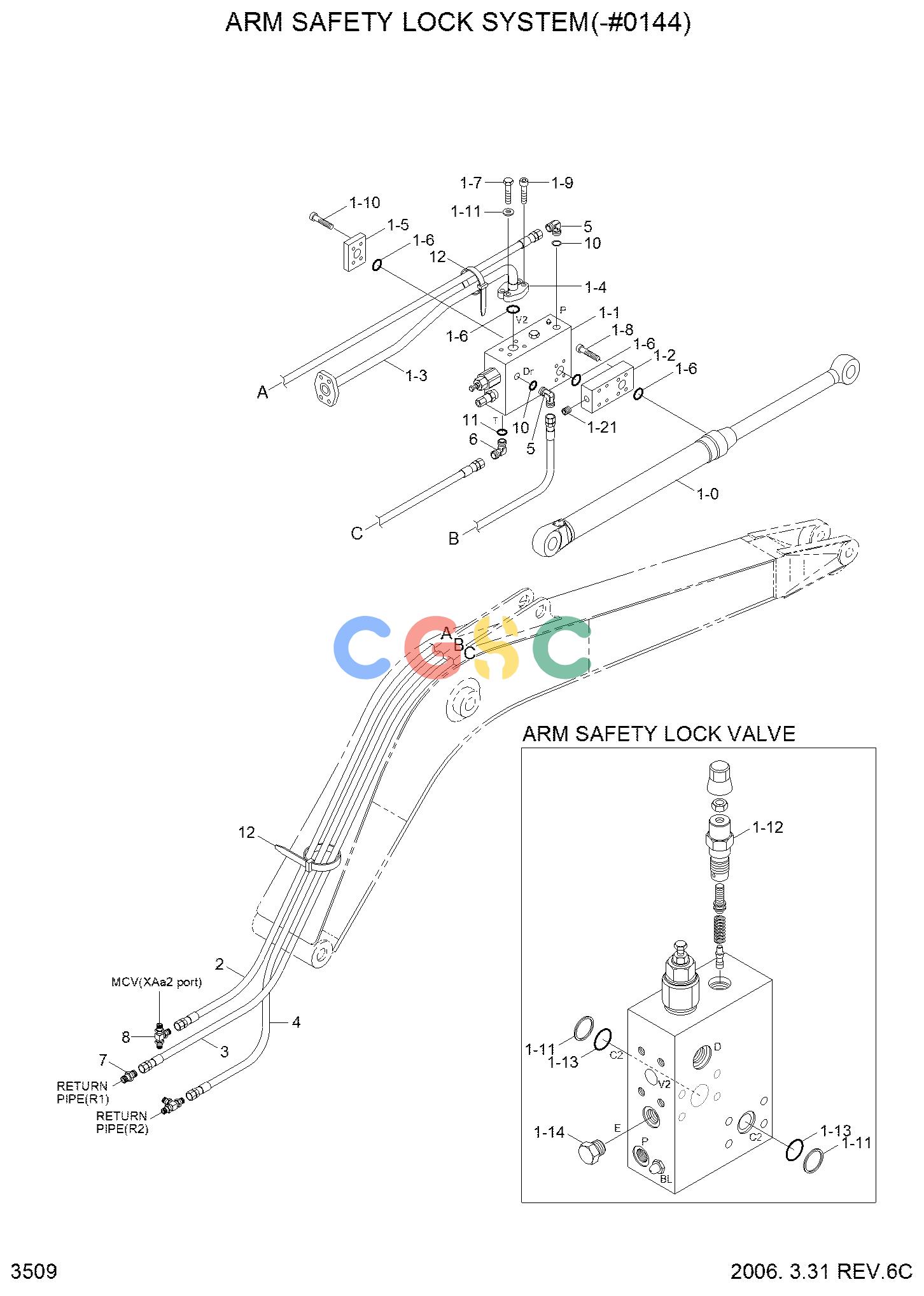 现代零件查询R210LC-7 ARM SAFETY LOCK SYSTEM(-#0144)EPC Hyundai 