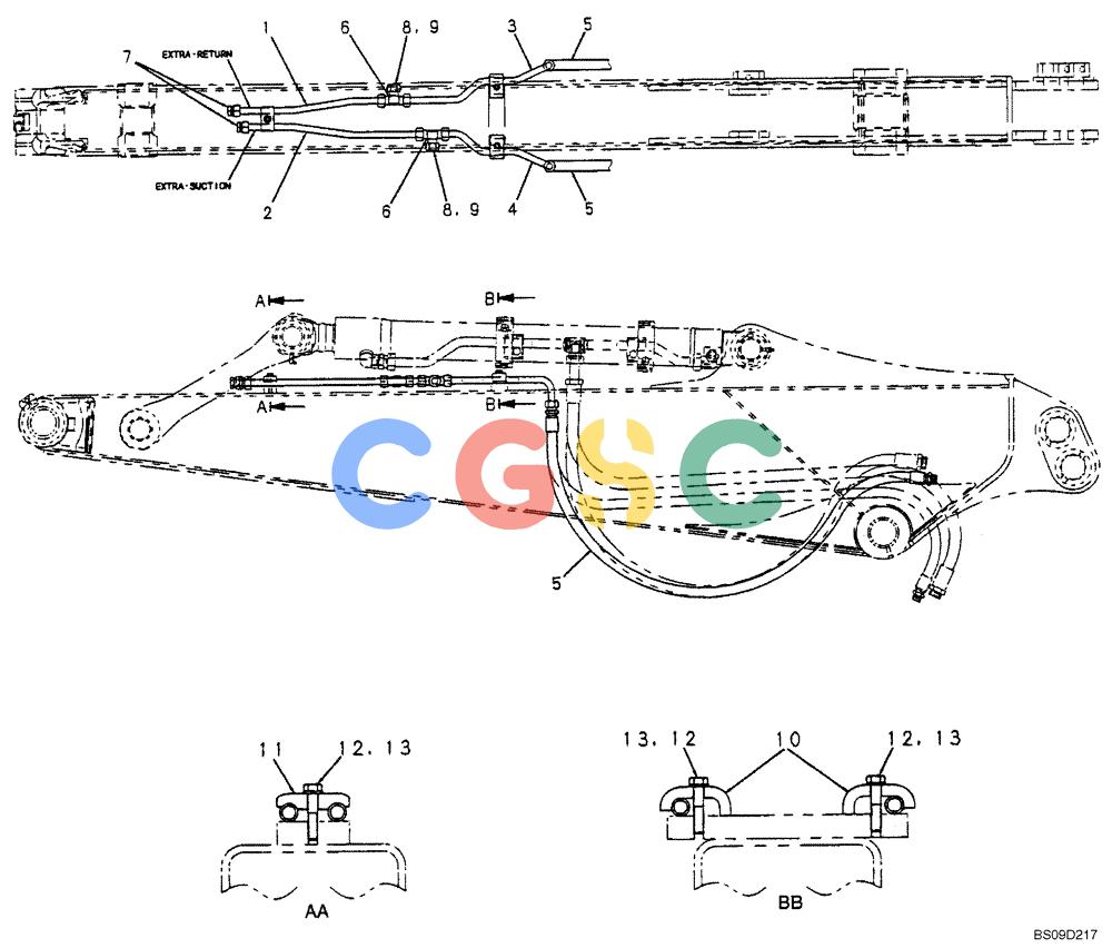 神钢零件查询(NIBBLER) - & BREAKER - SK70SR-1E SHORT RADIUS EXCAVATOR ASN YT02-04001 (4/03-12/04) (06-127[00]) - ARM HYDRAULIC LINES 2.07M (6FT 9IN) (EXTRA), (YT43H00049F1) Kobelco
