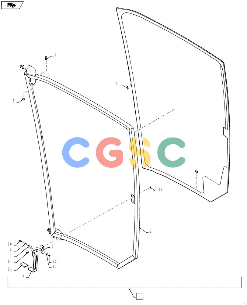 凯斯零件查询(FLX3510) - FLOATER (8/04-8/06) (01-021[02]) - CAB WINDOW ASSEMBLY, RIGHT HAND Case Agriculture