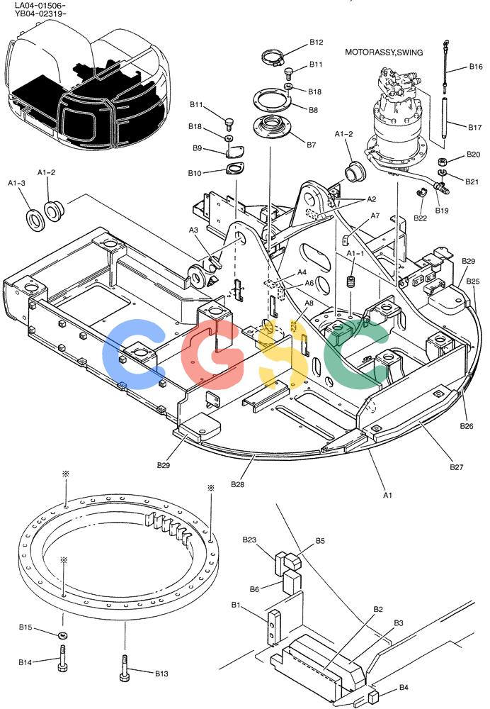 纽荷兰零件查询(E200SRLC) - CRAWLER EXCAVATOR BTW LA04-01506 - LA04-01625 (01-001) - FRAME ASSY, UPP New Holland Constructuion