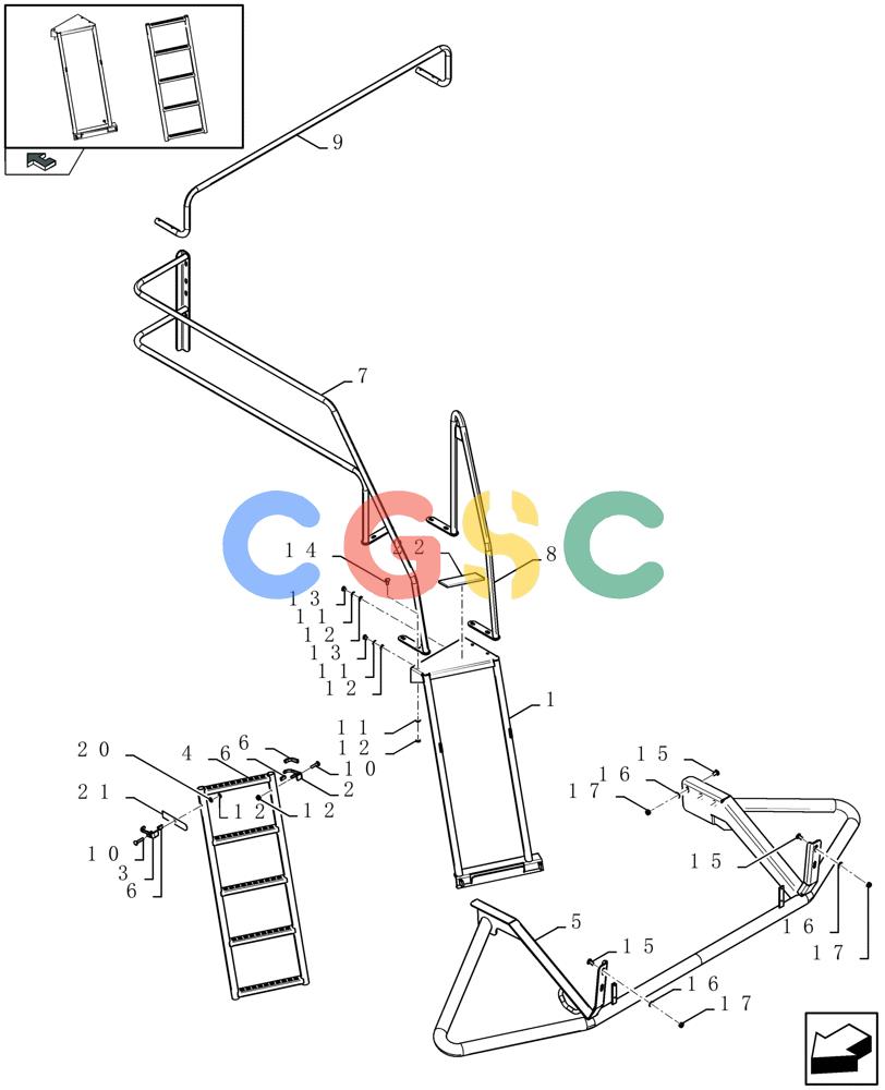 凯斯零件查询(LBX432R) - BIG RECTANGULAR BALER ''ROTOR CUTTER'' (3/03-12/08) (08.013[01]) - LADDER AND HAND-RAIL FOR MAINTENANCE Case Agriculture
