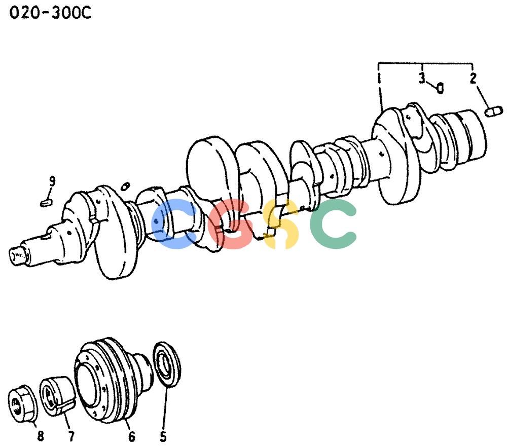 神钢零件查询(6D16-T) - MITSUBISHI DIESEL ENGINE - K909 II & K909LC II EXCAVATORS (1/87-12/06) (00-015) - CRANKSHAFT AND PULLEY Kobelco