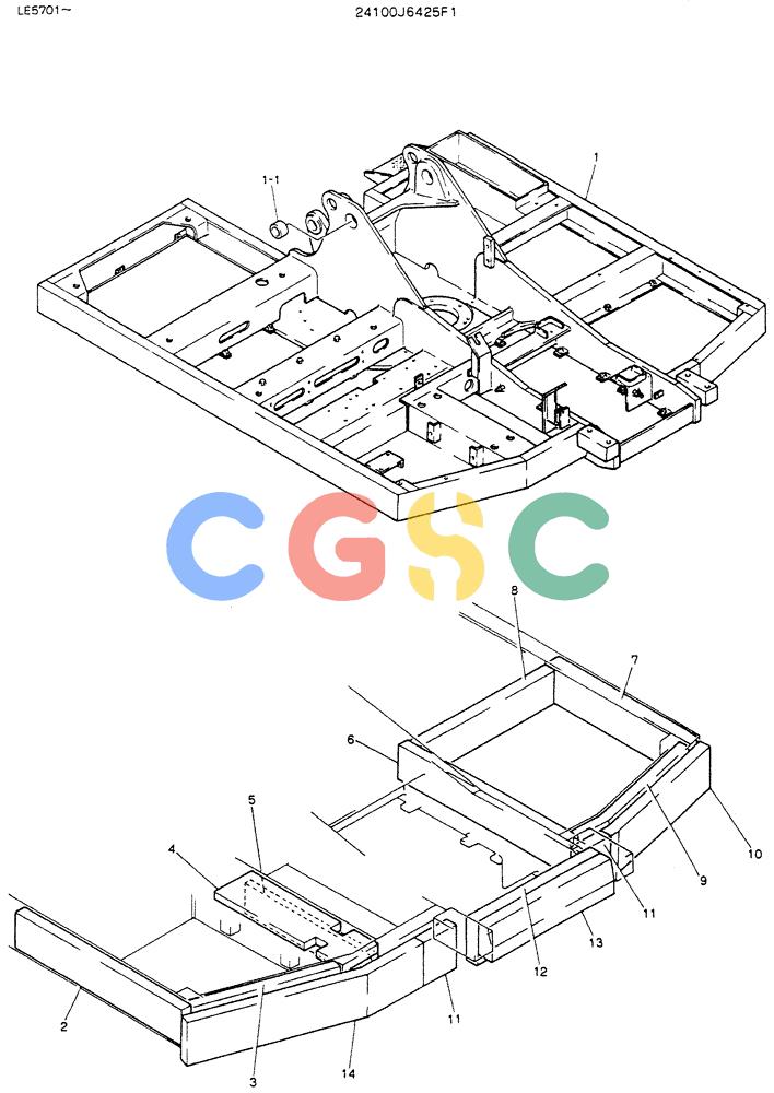 神钢零件查询(K903C) - EXCAVATOR ASN LE5701 (1/87-12/03) (00-003) - FRAME ASSY, UPP, P/N 24100J6425F1 Kobelco