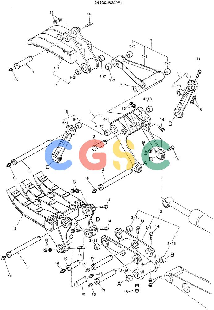 神钢零件查询(K903C) - EXCAVATOR ASN LE5701 (1/87-12/03) (08-012) - GRAPPLE ASSY, FORK (DOUBLE) Kobelco