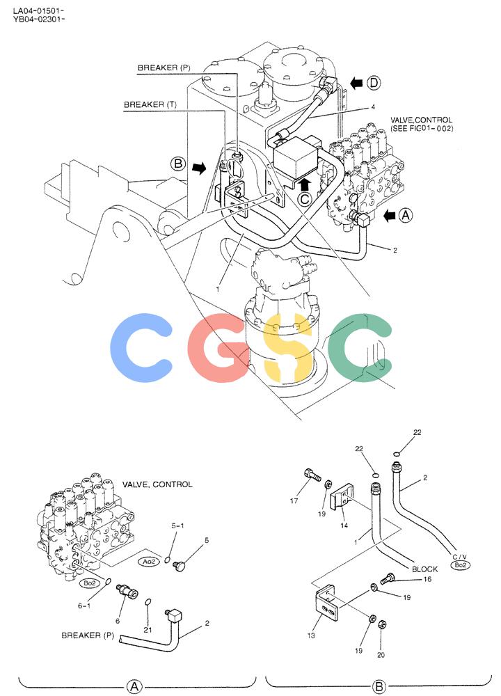 神钢零件查询(NIBBLER) - NIBBLER/BREAKER ATTACHMENT - SK200SR(-1S) & SK200SRLC(-1S) (1/91-12/01) (01-008[01]) - HYD LINES UPP (BREAKER) Kobelco