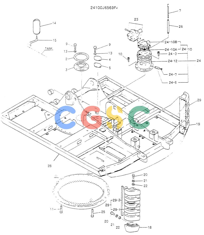 神钢零件查询(K904L) - MARK II EXCAVATOR BTW LX1501 - LX1525 (1/88-12/03) (01-001) - FRAME ASSY, UPP, P/N 24100J6569F4 Kobelco
