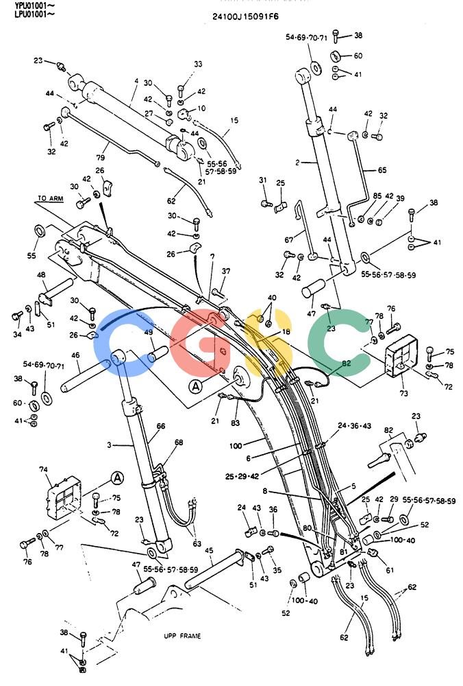 神钢零件查询(SK130LC) - EXCAVATOR BTW YPU1001 - YPU2000 (1/98-12/98) (08-003[01]) - BOOM ASSY 4.6M (NIBBLER & BREAKER) Kobelco