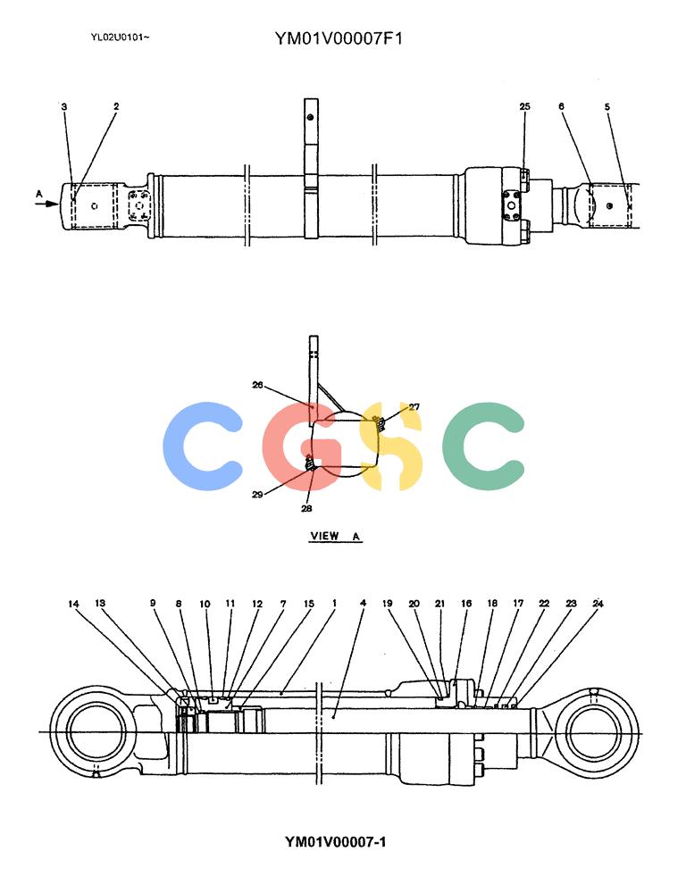 神钢零件查询(ED190LC) - BLADE RUNNER EXCAVATOR/DOZER BTW YL02U0101 - YL03U0135 (1/02-12/06) (06-014) - CYLINDER ASSY, BOOM (LEFT HAND) Kobelco