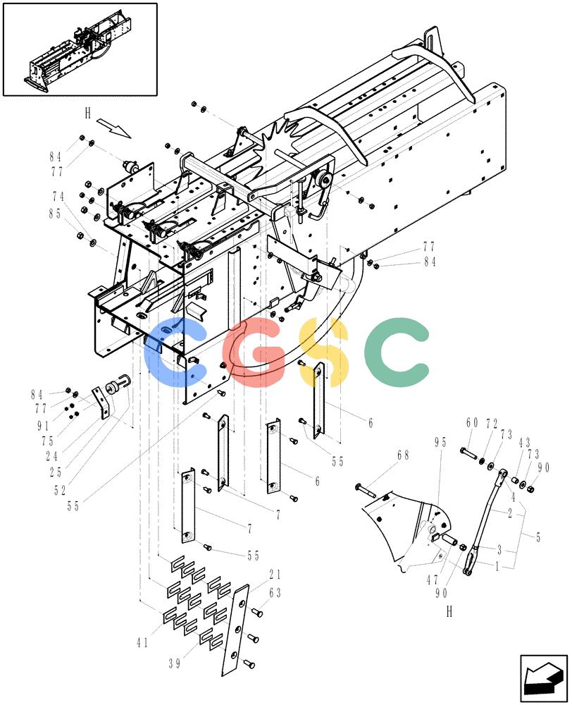 凯斯零件查询(SB531) - SMALL SQUARE BALER (9/08-12/15) (62.150.03[1]) - STATIONARY KNIFE, NEEDLE YOKE ROD & HAY WEDGES, SB531 Case Agriculture