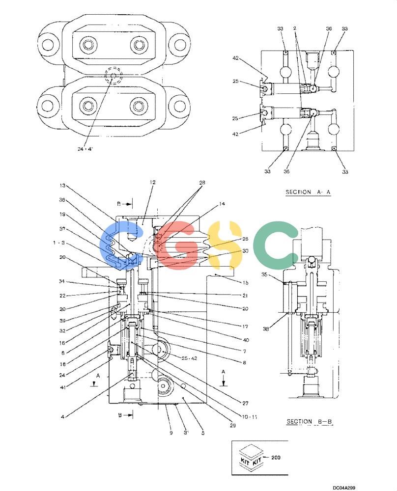 纽荷兰零件查询(EH160) - CRAWLER EXCAVATOR (9/03-) (08 -76[00]) - VALVE ASSY - PILOT (YX30V00004F1) New Holland Constructuion
