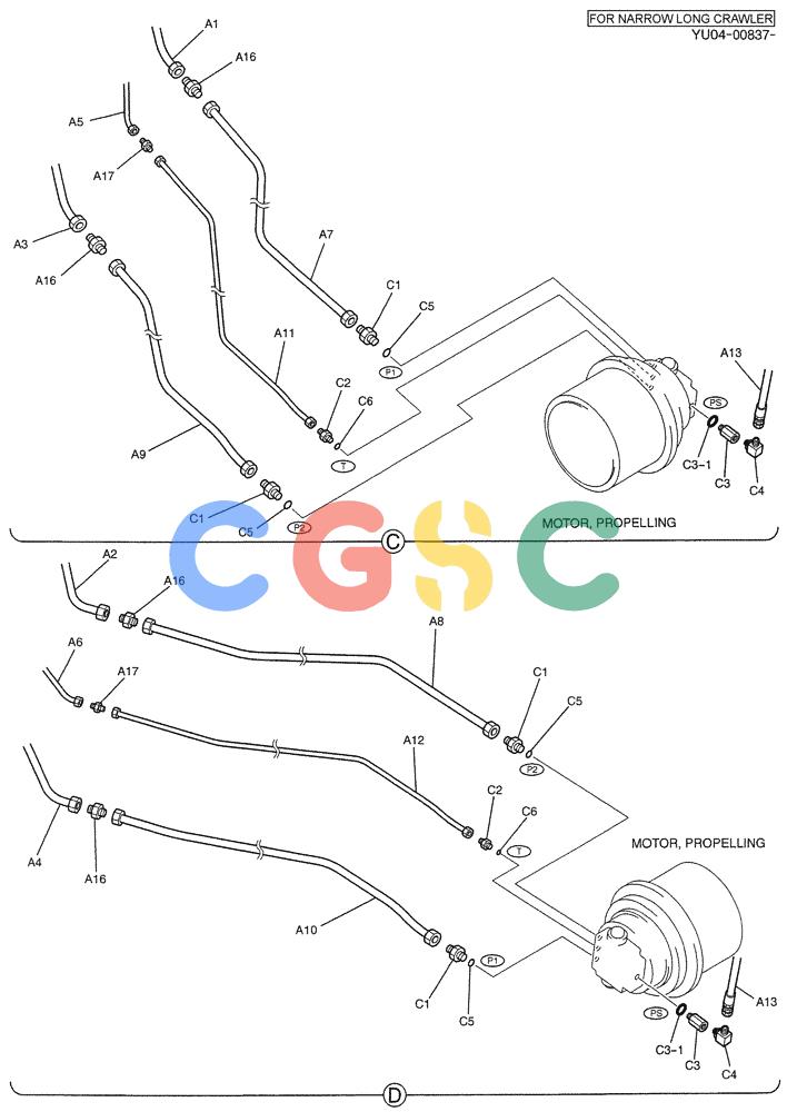 纽荷兰零件查询(E235SRLC) - CRAWLER EXCAVATOR BTW YU04-00837 - YU04-01417 (02-019[02]) - HYD LINES, LOW (FOR NARROW LONG CRAWLER) New Holland Constructuion