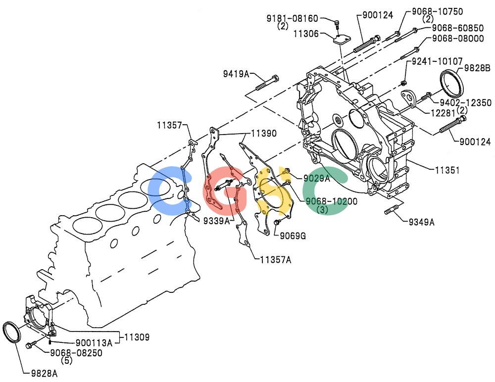 纽荷兰零件查询(E235BSRNLC) - CRAWLER EXCAVATOR ASN YU05-02001 (10-003) - TIMING GEAR COVER AND FLYWHEEL HOUSING New Holland Constructuion