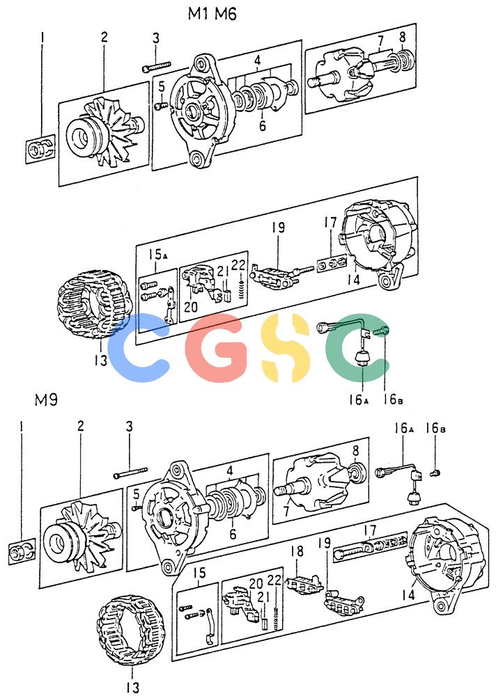 神钢零件查询(6D15) - MITSUBISHI DIESEL ENGINES - K907D & K907LC EXCAVATORS (1/86-12/06) (04-008) - ALTERNATOR (INNER PARTS) Kobelco