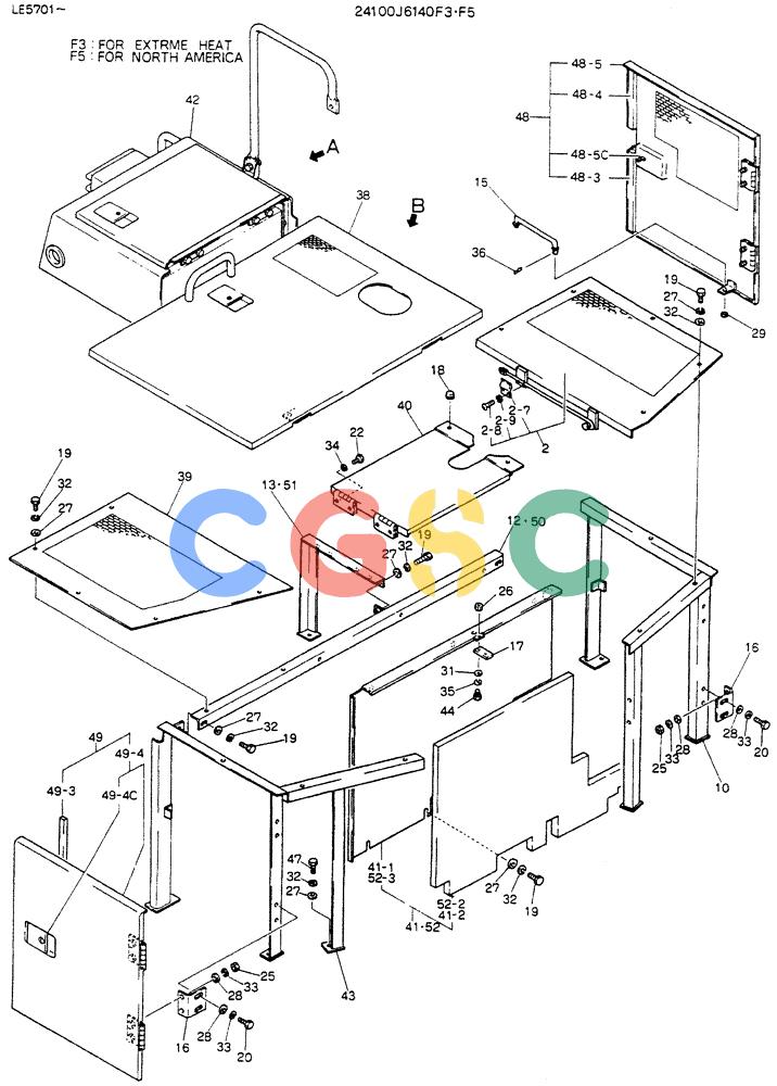 神钢零件查询(K903C) - EXCAVATOR ASN LE5701 (1/87-12/03) (01-014[01]) - GUARD ASSY, P/N 24100J6140F3 Kobelco