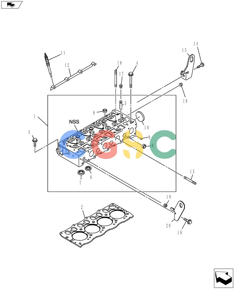 纽荷兰零件查询(E70BSR) - COMPACT CRAWLER EXCAVATOR ASN YT06-18001 (08-006[00]) - CYLINDER HEAD New Holland Constructuion