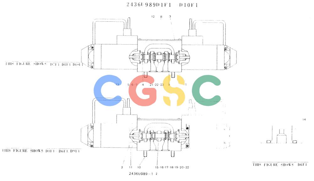 神钢零件查询(K907LC) - MARK II EXCAVATOR ASN YQ0565 (NA) (1/87-12/03) (11-016 ) - VALVE ASSY, SOLENOID, P/N 2436U989D1F1-D10F1 Kobelco