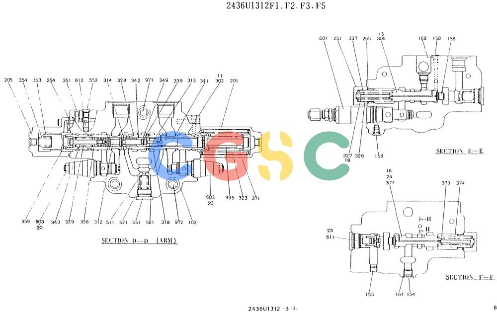 神钢零件查询(K907LC) - MARK II EXCAVATOR BTW YQ0101 - YQ0564 (1/87-12/03) (11-019[03]) - VALVE ASSY, CONTROL Kobelco