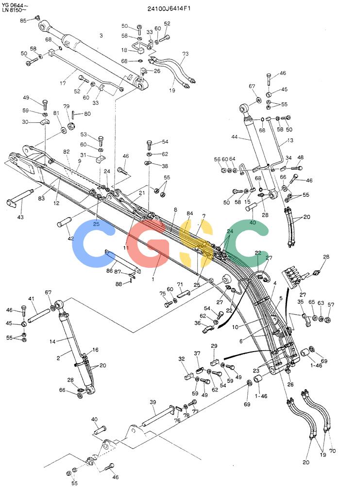 神钢零件查询(K907DLC) - EXCAVATOR ASN YG0501 (1/86-12/03) (09-002) - BOOM ASSY, 8.1M (26 FT - 7 IN), (50 FT LONG RANGE) Kobelco