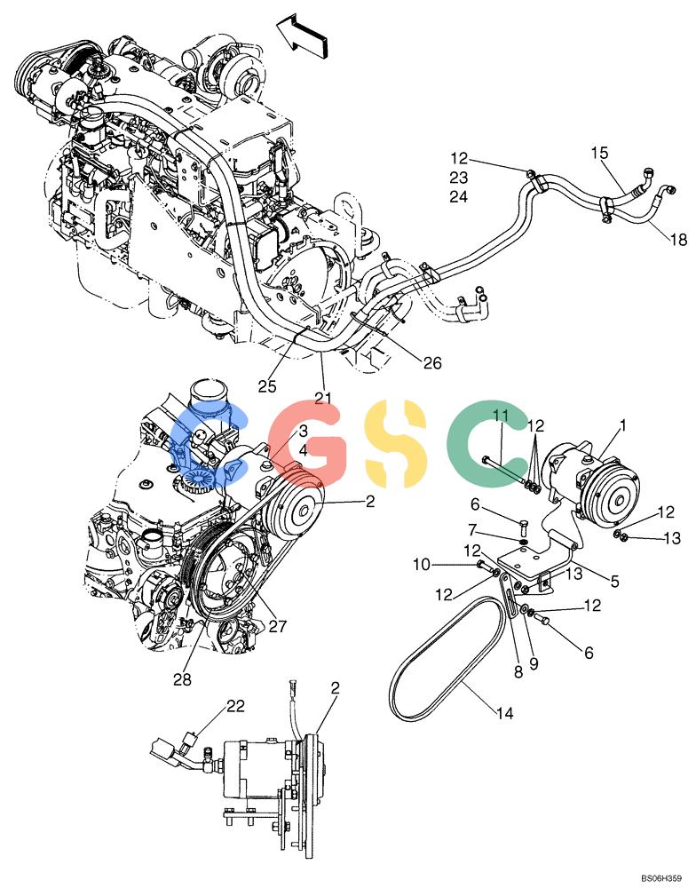 纽荷兰零件查询(D150B) - CRAWLER DOZER TIER 3 (HYDRO) (10/07-) (09-35) - CAB - AIR CONDITIONING COMPRESSOR New Holland Constructuion